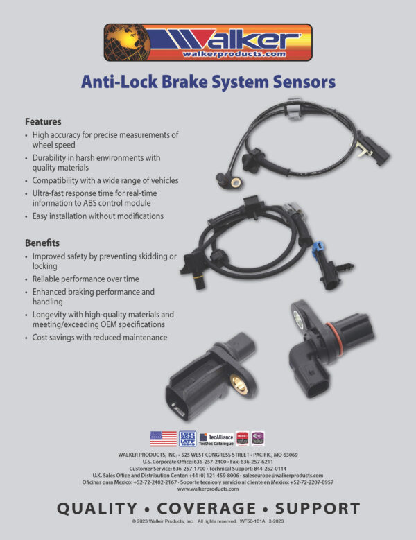 Anti Lock Brake System Abs Sensors Walker Products